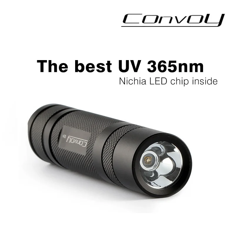 Convoy S2+ UV Led 365nm UV Flashlight Ultraviolet Flashlight ,Nichia 365UV in Side for Fluorescent Agent Detection -Black