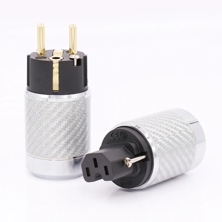 

Hi-End Carbon Fiber Gold Plated European standard AC Power Plug IEC Female Plug CF-WH/BK-EU-GD