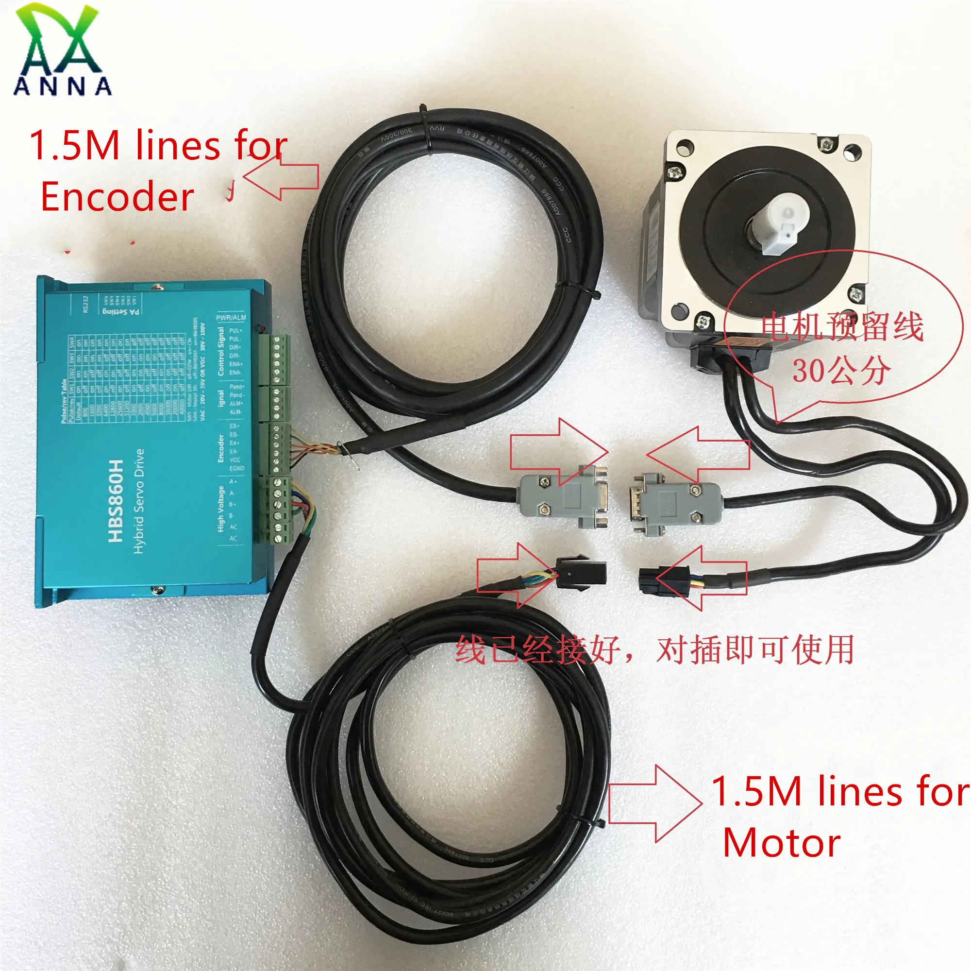 Nema34 4.5Nm 86 Closed-loop Kit Stepper Motor Encoder Hybrid Servo Driver HBS860H With 1.5M lines