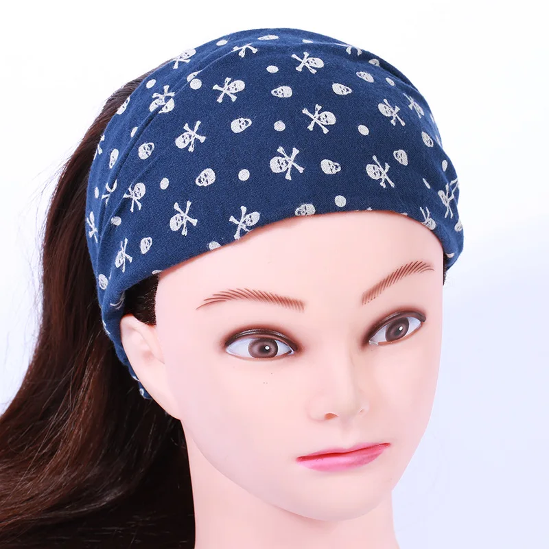 

10pcs Wholesale Bohemian Elastic Headbands Skull Print Turban Girls Hairbands Women Girls Headwrap Hair Accessories