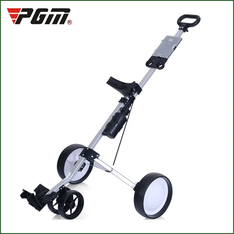 PGM Foldable Golf Trolley Cart Aluminium Alloy with Scorecard Cover Holder Push Pull Golf Cart with Brake Golf Accessories