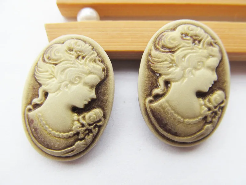 20pcs 18mmx25mm Golden Oval Flatback Resin Beauty Head Lady Cameo Charm Finding,Phone Decoration Kit,DIY Accessory Jewellry