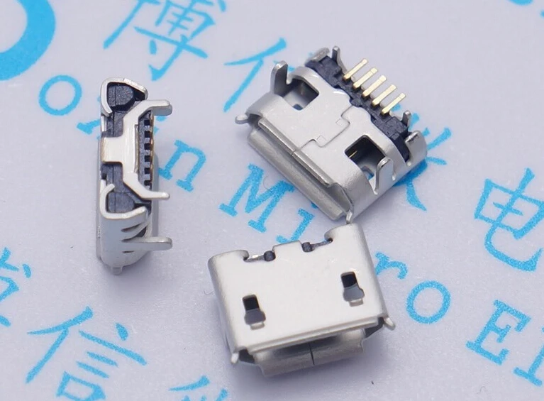 10pcs Micro 5pin USB Jack Ox horn longer needle Needle length 1.25 5P with ox horn 5P Charger MIni usb Connector