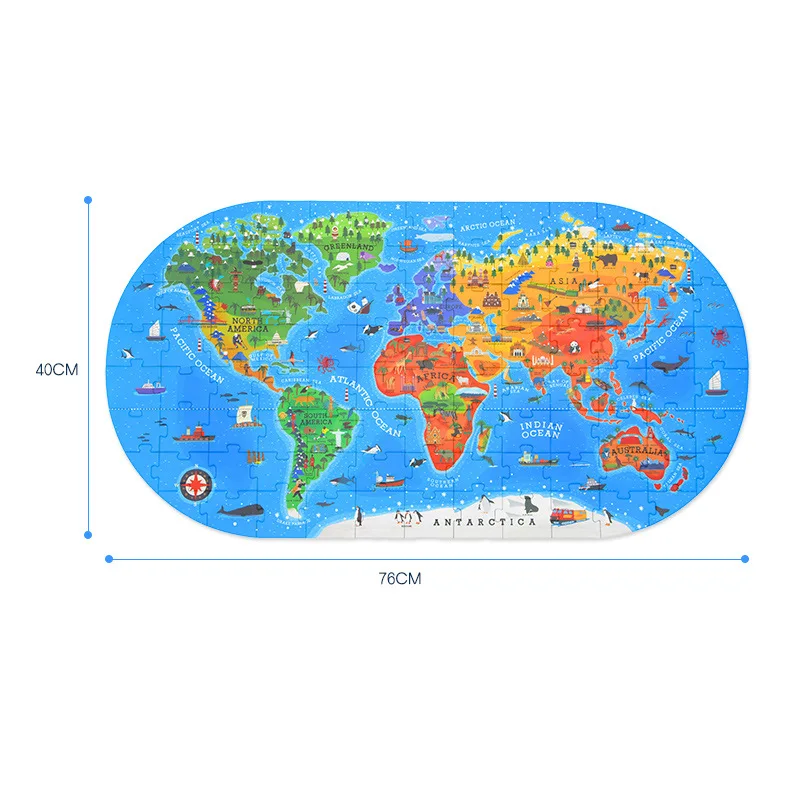 100Pcs Children Cognitive Educational Puzzle Toys Human Geography World Map Floor Puzzle Game Kids Gift With Box