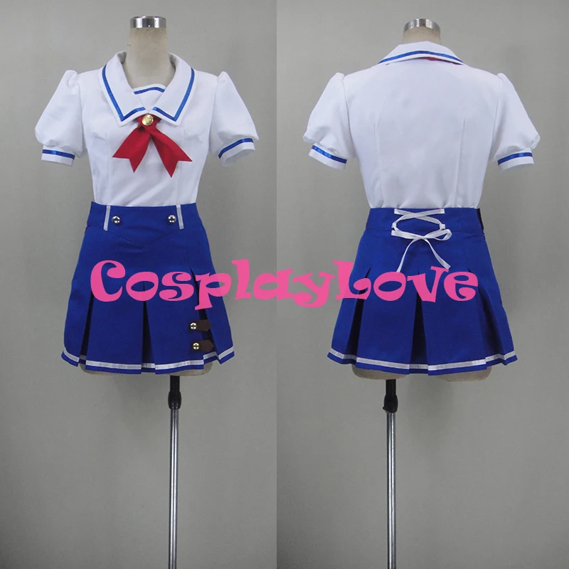 New Custom Made Japanese Anime Aikatsu! Ichigo Hoshimiya/Aoi Kiriya Starlight Academy Summer School Uniform Cosplay Costume