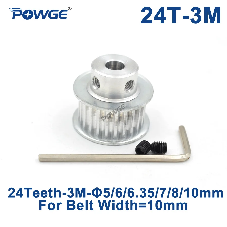 POWGE 24 Teeth HTD 3M Synchronous Pulley Bore 5/6/6.35/8/10/12/12.7mm for Width 10mm 3M timing belt HTD3M pulley CNC 24T 24Teeth