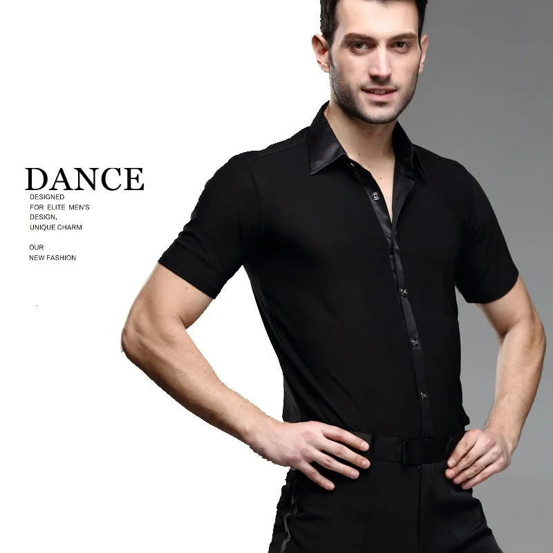 Black Latin Dance Shirts Male Long Sleeves Dancing Jacket Shirt Men\'s Ballroom Chacha India Salsa Paso Dance Clothes B-5999