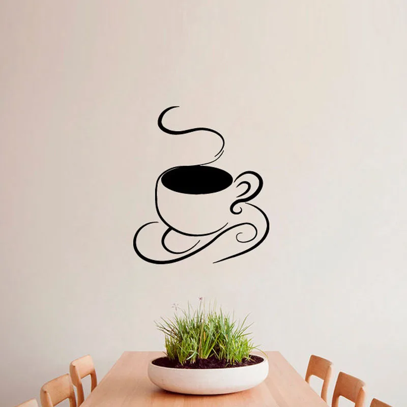 

Cup of Hot Coffee Wall Stickers Kitchen Cafe Home Interior Design Vinyl Decal Sticker Art Mural Kids Baby Room Decor