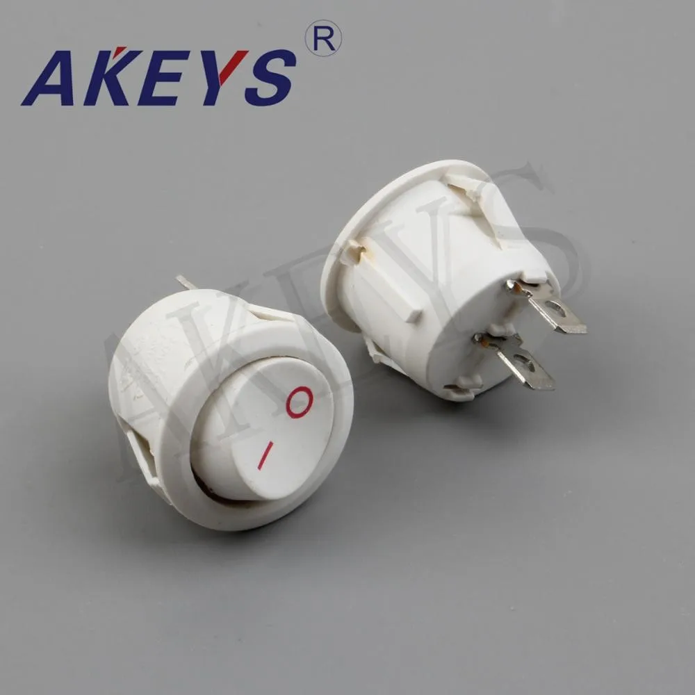 15PCS KCD1-105 2pins 2nd gear White round rocker switch Small appliances special rocker switch