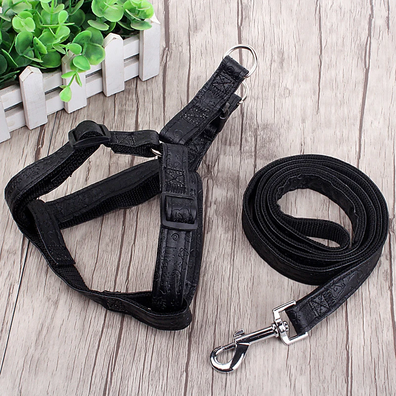 Fashion 4 Size Dog Leashes Adjustable PU+Nylon Pet Harness Set Lead Leash Training Walking Belt For Small Medium Puppy Dogs Cats