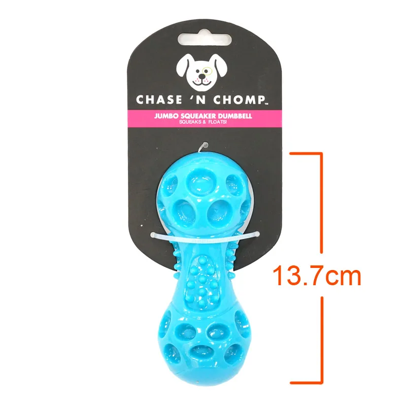 CAITEC Dog Toys Squeaking Dumbbell Durable Floatable Springy Great for Tossing and Chasing 2 Sizes Bite Resistant Toy