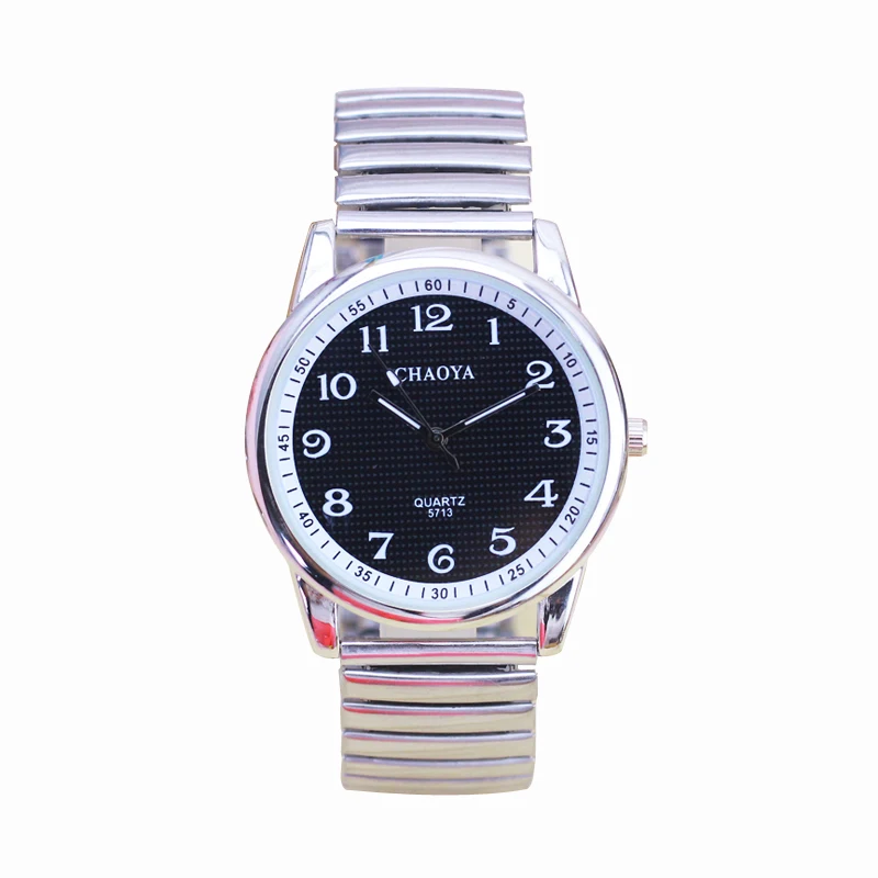 Montre-bracelet à quartz en acier inoxydable pour hommes et femmes, bracelet élastique simple, robe pour dames, blanc et noir, nouvelle mode, vieux