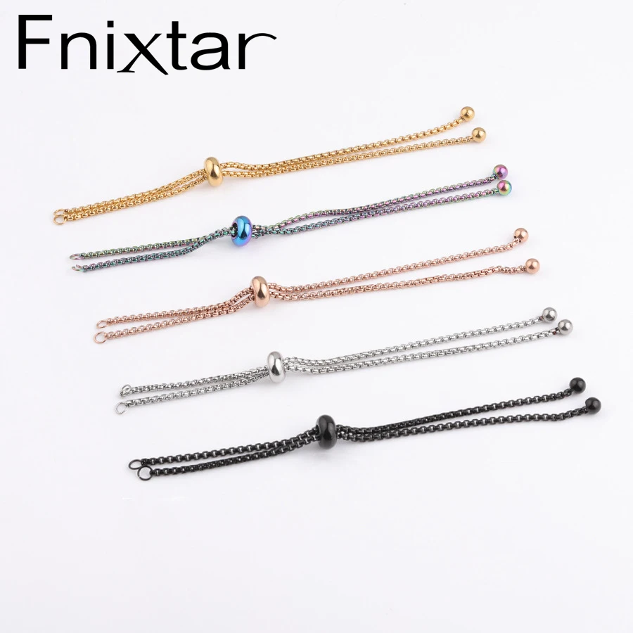 Fnixtar 50pcs/lot 11.5cm Stainless Steel Box Chain Adjustable Extender Chain For DIY Bracelet Making Women's Fashion Jewelry