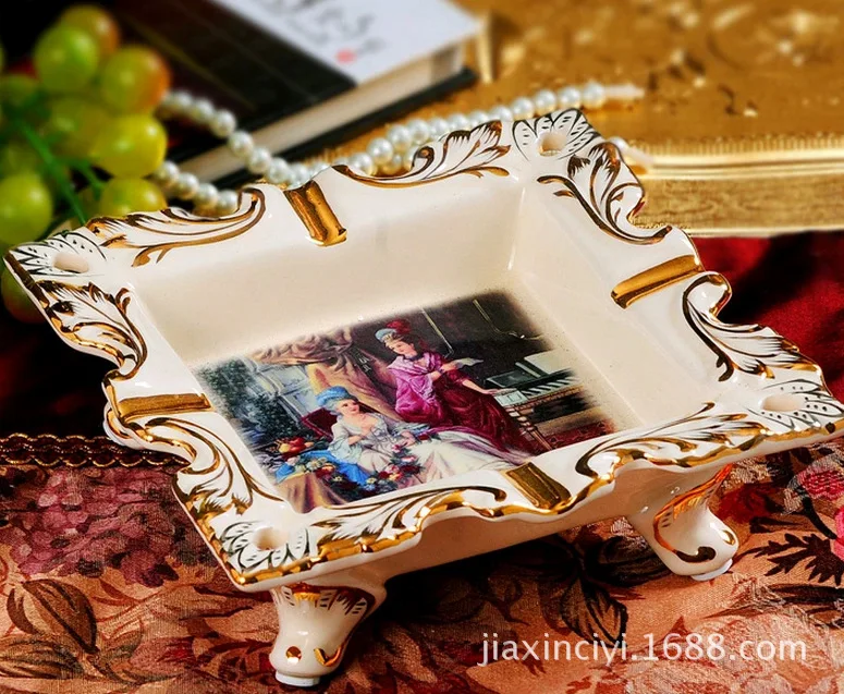 Jingdezhen ceramic ashtray ashtray C gilt living room coffee table loaded soot essential Ourui Ya Crafts