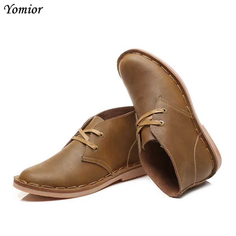 Yomior Autumn Winter Vintage Round Toe Genuine Leather Casual Shoes Men High Quality Outdoor Work Chelsea Boots Military Boots