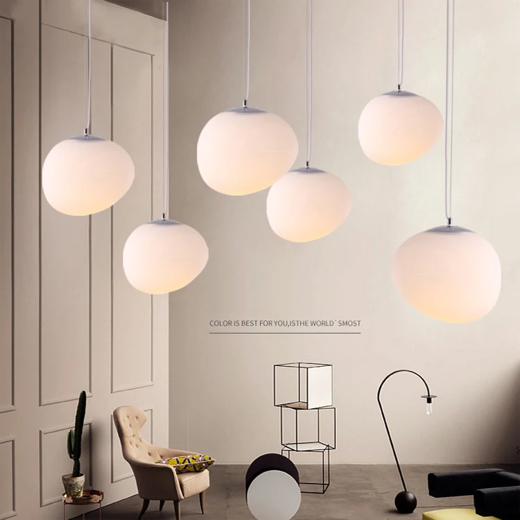 

E27Nordic Globe Pendant Lights White Glass Ball Pendant Lamp Lustre Suspension Kitchen Light Fixture Lighting lamparas colgantes