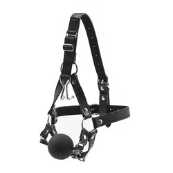 Leather Fetish Bondage Open Mouth Bite Gag nose clip BDSM restraint oral Sex Toy For Woman man Slave Game