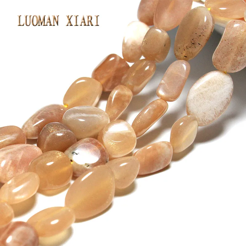 LUOMAN XIARI  Irregular Natural Sunstone Stone Beads For Jewelry Making DIY Bracelet Necklace  Material about 8-10mm Strand 15''