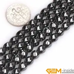 6x6mm Black Natural Twisted Hematite(No Magnetic) Stone Gem Stone Semi Precious Beads Loose Bead For Jewelry Making Wholesale