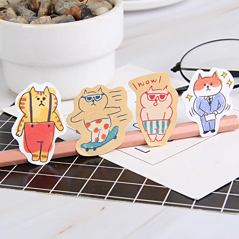 30 Pcs/pack Naughty Cat Animal Mini Paper Sticker Package DIY Diary Decoration Sticker Album Scrapbooking