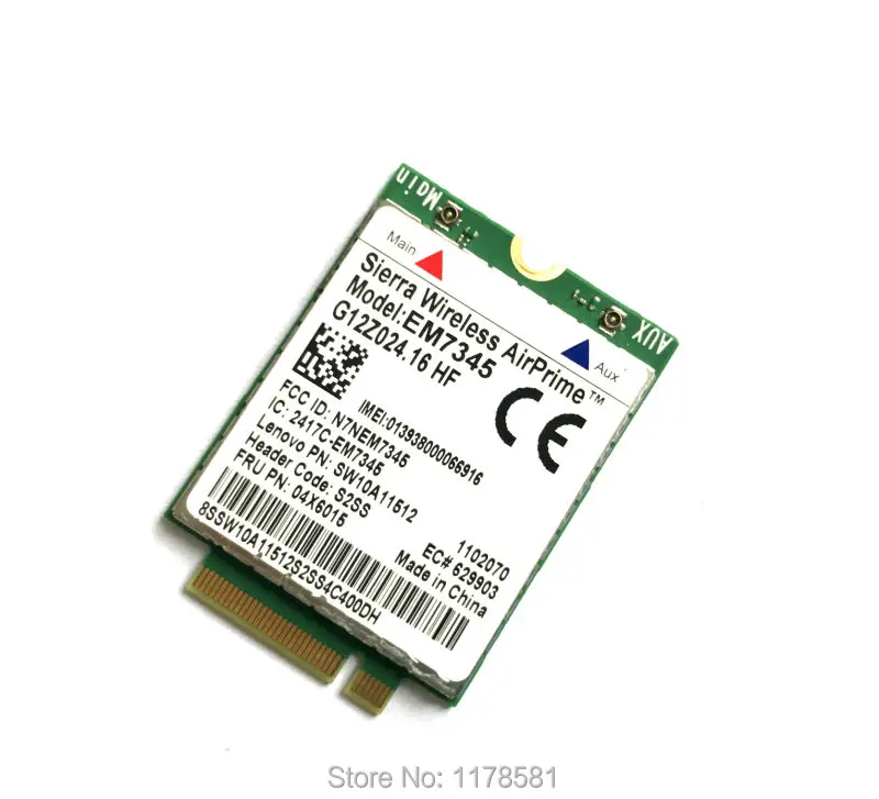 GOBI5000 EM7345 LTE FRU 04X6015 ThinkPad 10 ThinkPad 8 WWAN HSPA + 42 Мбит/с 4G модуль NGFF