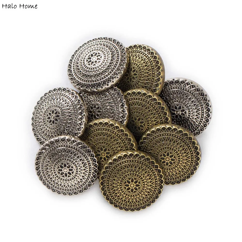 5pcs Round Retro Metal Shank Buttons fit Clothing Repair Sewing Decor Replace and Crafts Make 15-25mm