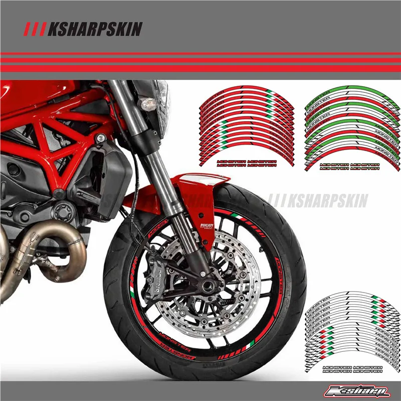 

12 X Thick Edge Outer Rim Sticker Stripe Wheel Decals FIT all DUCATI MONSTER 695 696 796 1100 1100S 797 821 795