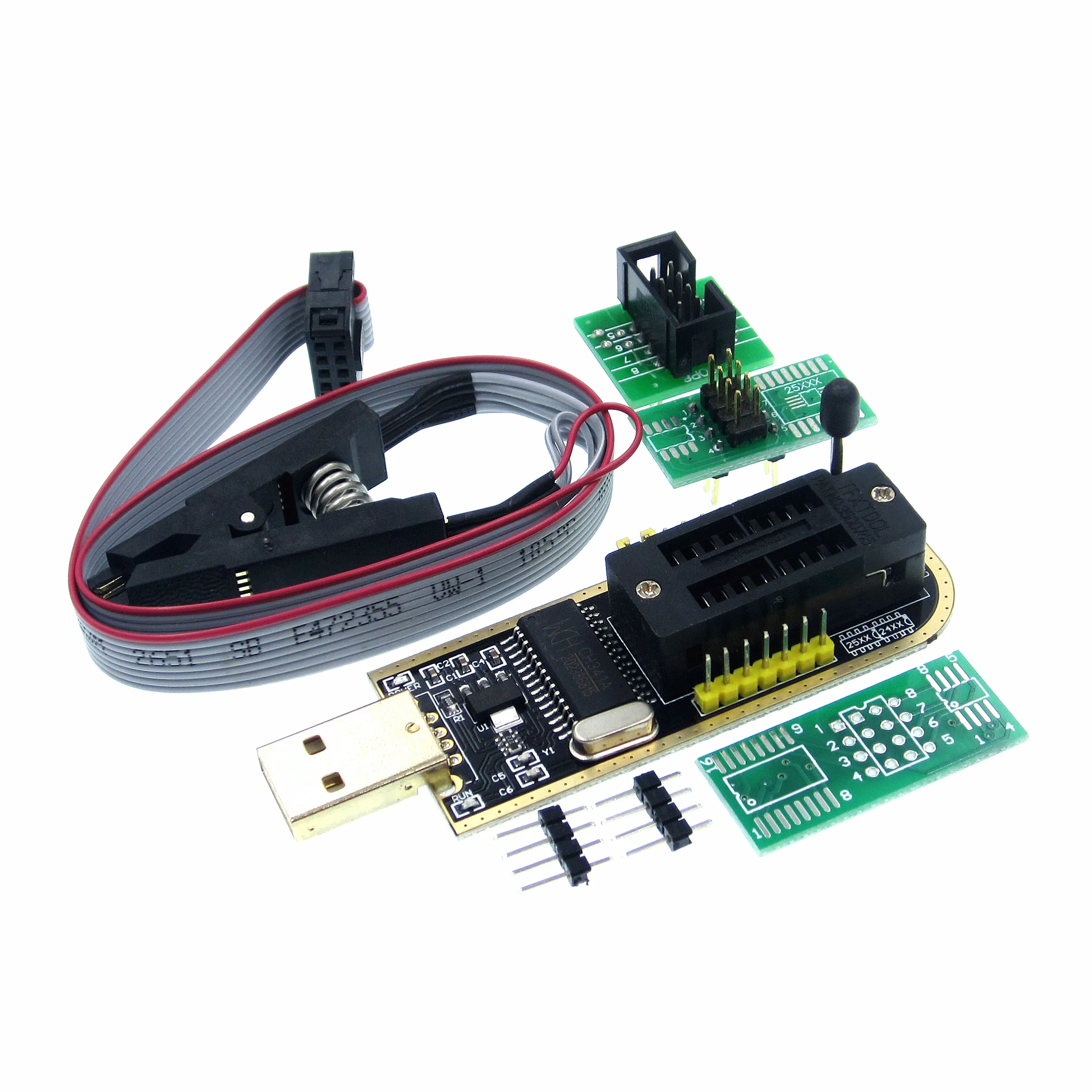 CH341A Series EEPROM Flash BIOS USB SOP8 Test Clip For EEPROM programming+2 adapters 1.8V adapter for Iphone or motherboard