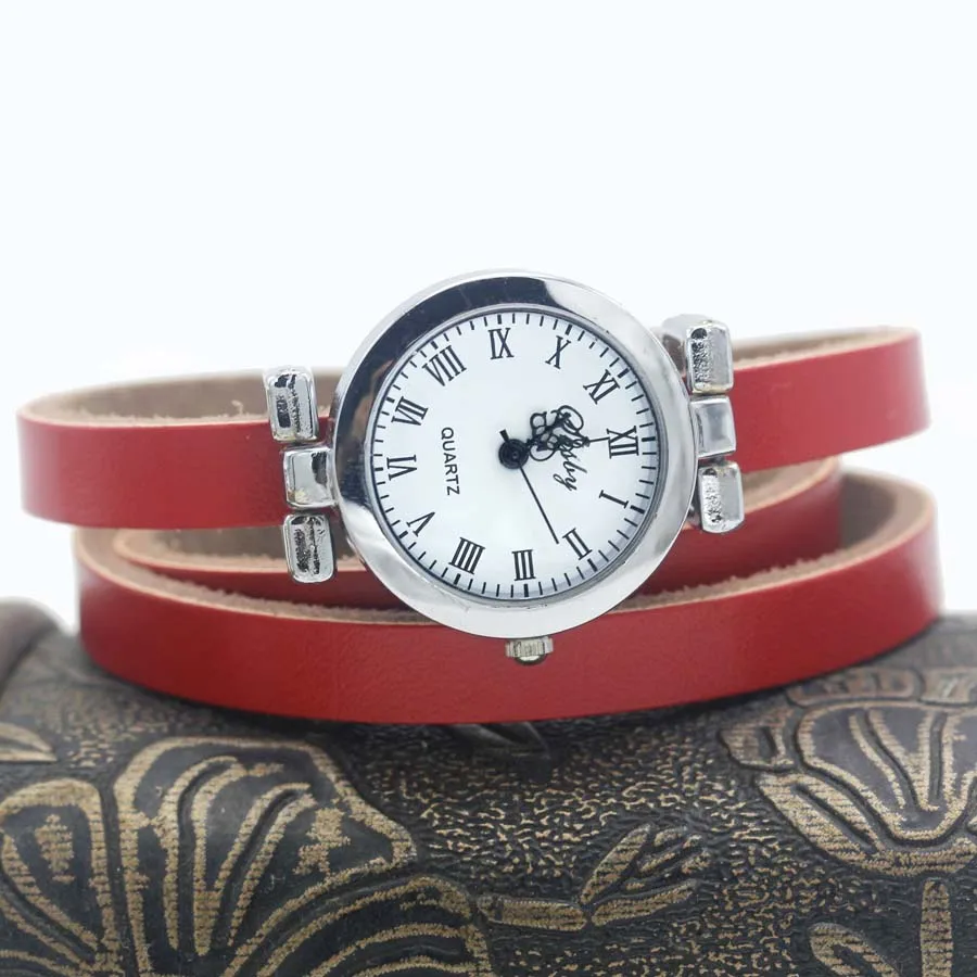 Shsby New fashion women\'s long leather strap watch female silver Bracelet watch ROMA vintage watch women dress watches