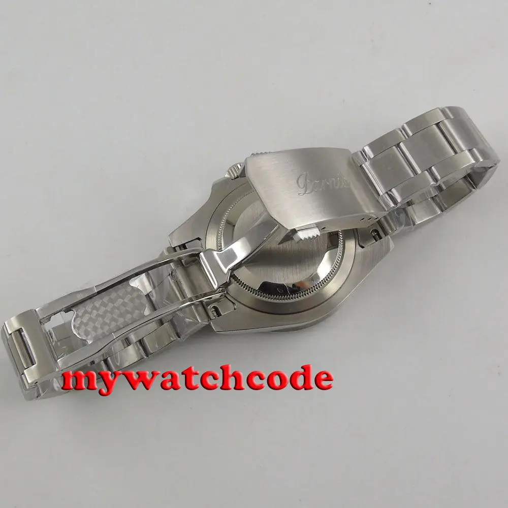 40mm Parnis mechaniczne zegarki czarny czerwony ceramiczny Bezel czarna tarcza GMT szafirowe szkło automatyczny męski zegarek Relogio Masculino