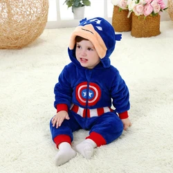 Baby America Captain Clothing Long Sleeve Hooded Baby Rompers Jumpsuits for Boy Girl Infant Overalls