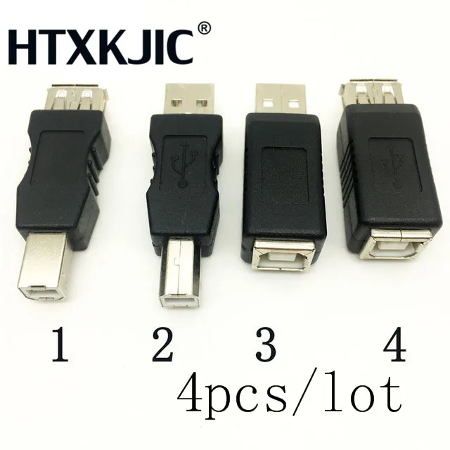 

4pcs Printer USB Connector USB 2.0 Type A Female To USB B Male Adapter Gender Changer Connector Converter