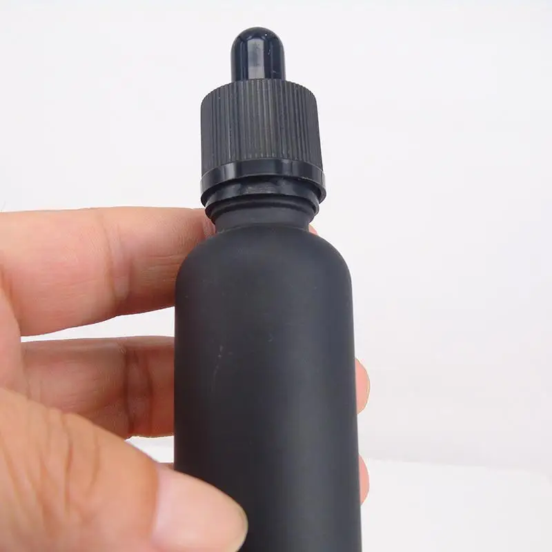 6pcs 100ml 50ml 30ml 20ml 15ml 10ml 5ml Matt black glass essential oil dropper bottle essential drop vials Cosmetic Containers