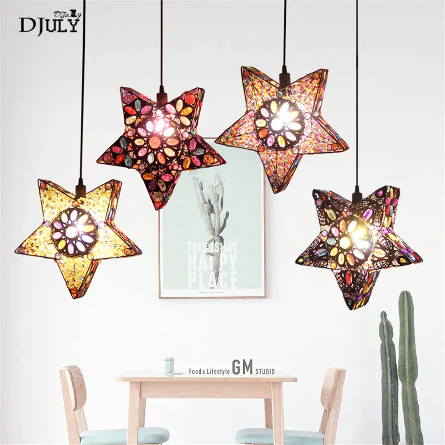 

Southeast Asia Handmade starfish pendant lights for dining room coffee store bar country loft decor led hanging lamp fixtures