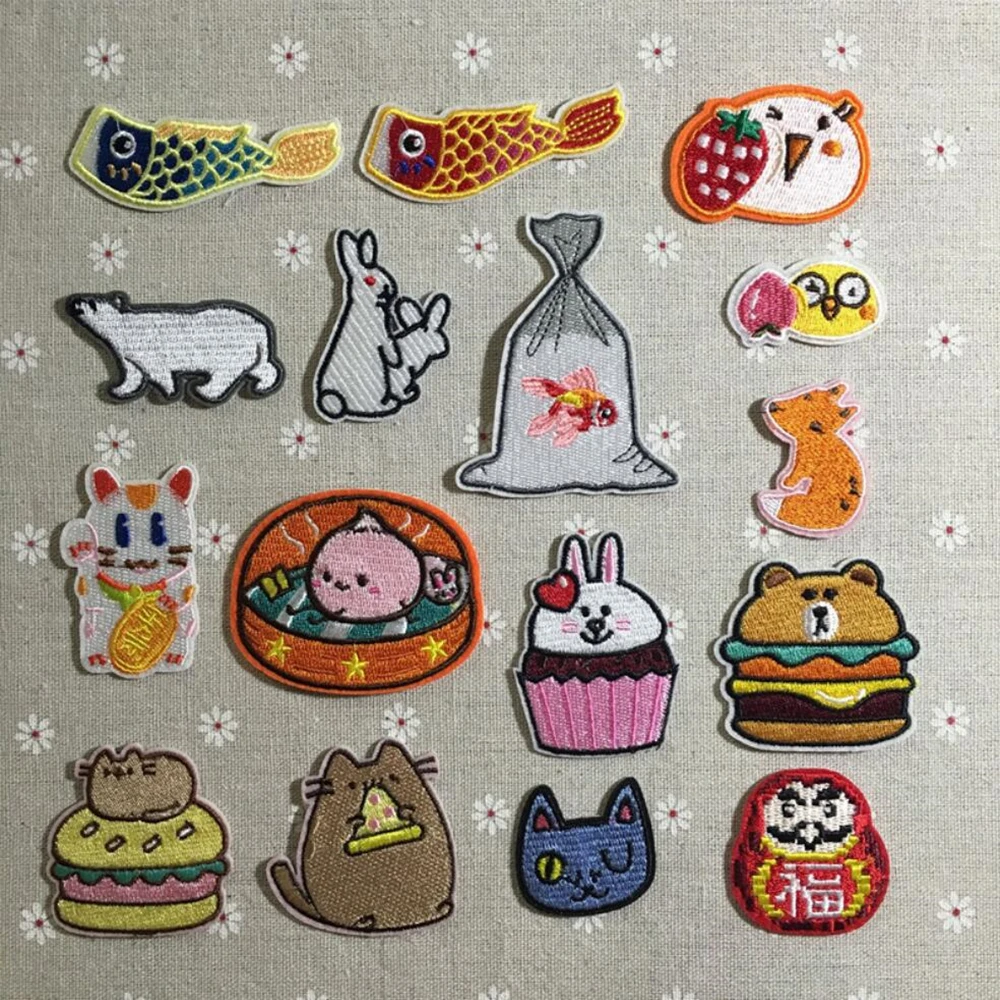 10PCS Cheap Small Fish Bunny Iron On Patch For Clothing Applique Jeans DIY Accessories Cute Stickers