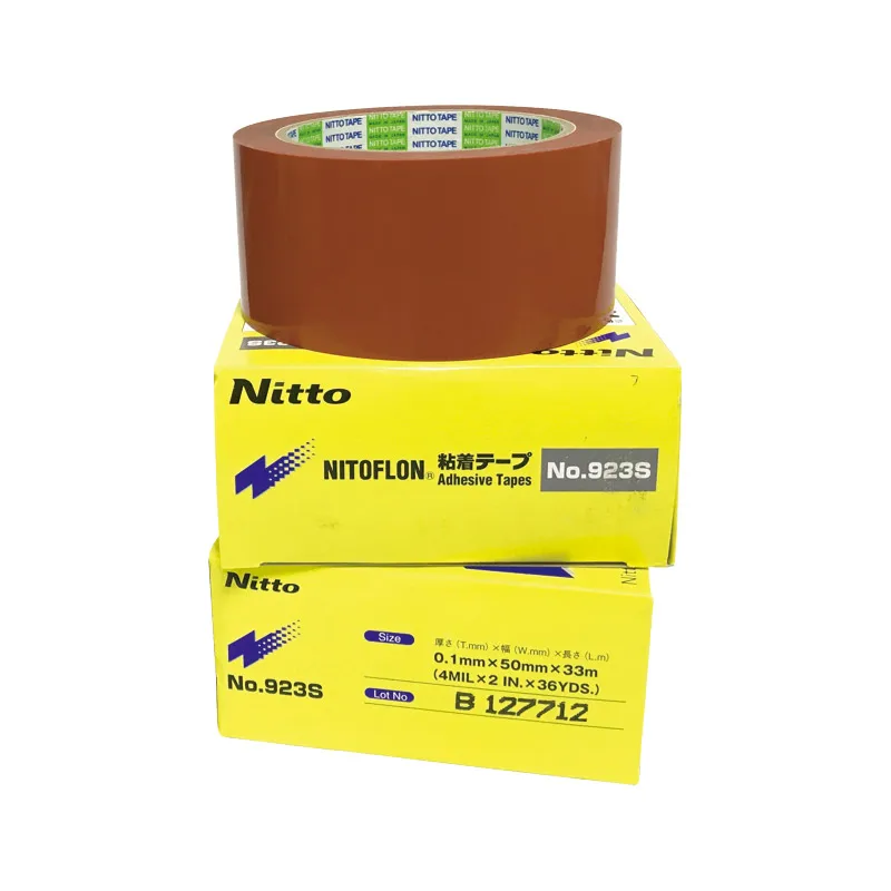 (10 pcs/lot) Nitto 923S Orange Nitoflon T0.10mm*W50mm*L33m Nitto PTFE Adhesive Tape Heat Sealing Machine Use Heat Resistant