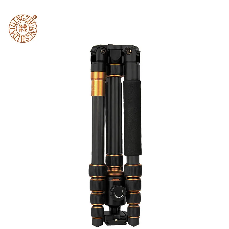 ที่มีคุณภาพสูงQ666Cมืออาชีพคาร์บอนไฟเบอร์กล้องขาตั้งกล้องเปลี่ยนไปMonopod 5ส่วนแบกถุงจัดส่งฟรีสำหรับเอชแอล