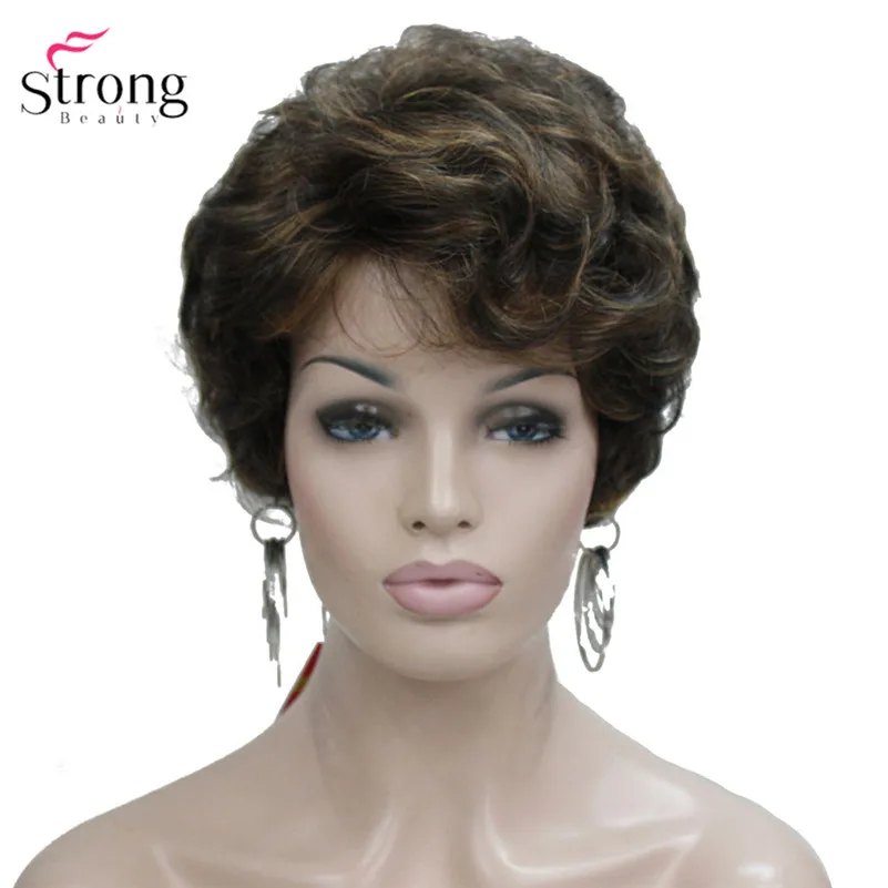 StrongBeauty Short Fluffy Natural Wave Blonde Full Synthetic Wigs Women\'s Hair Wig 6 colors for choose