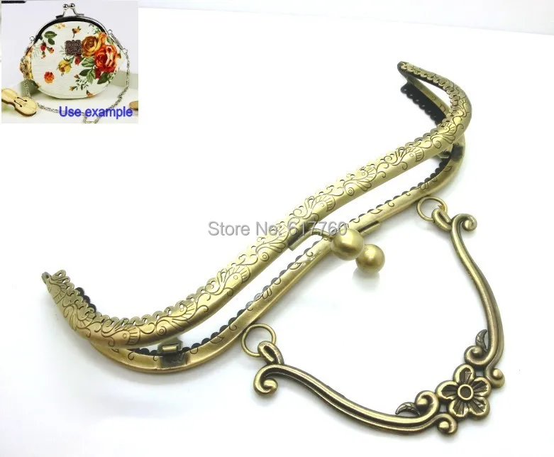 Free Shipping-1PC Antique Bronze Purse Bag Metal Arch Frame Kiss Clasp Lock Handle 21x15cm(8 2/8