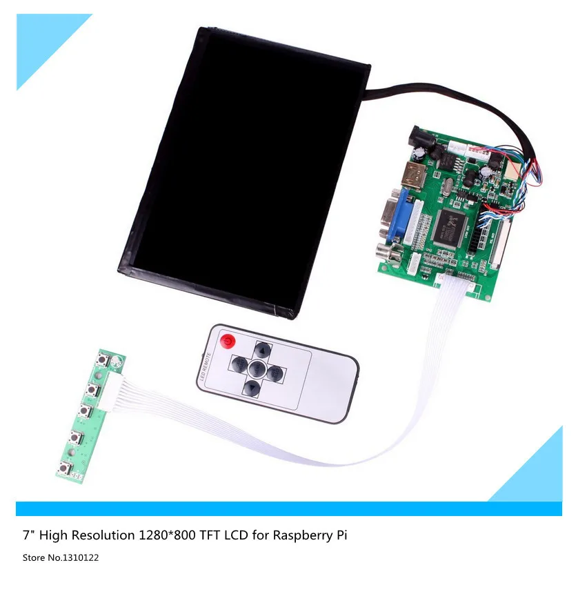 

7"inch LCD Display High Resolution 1280*800 IPS Screen With Remote Driver Control Board 2AV HDMI VGA For Raspberry Pi