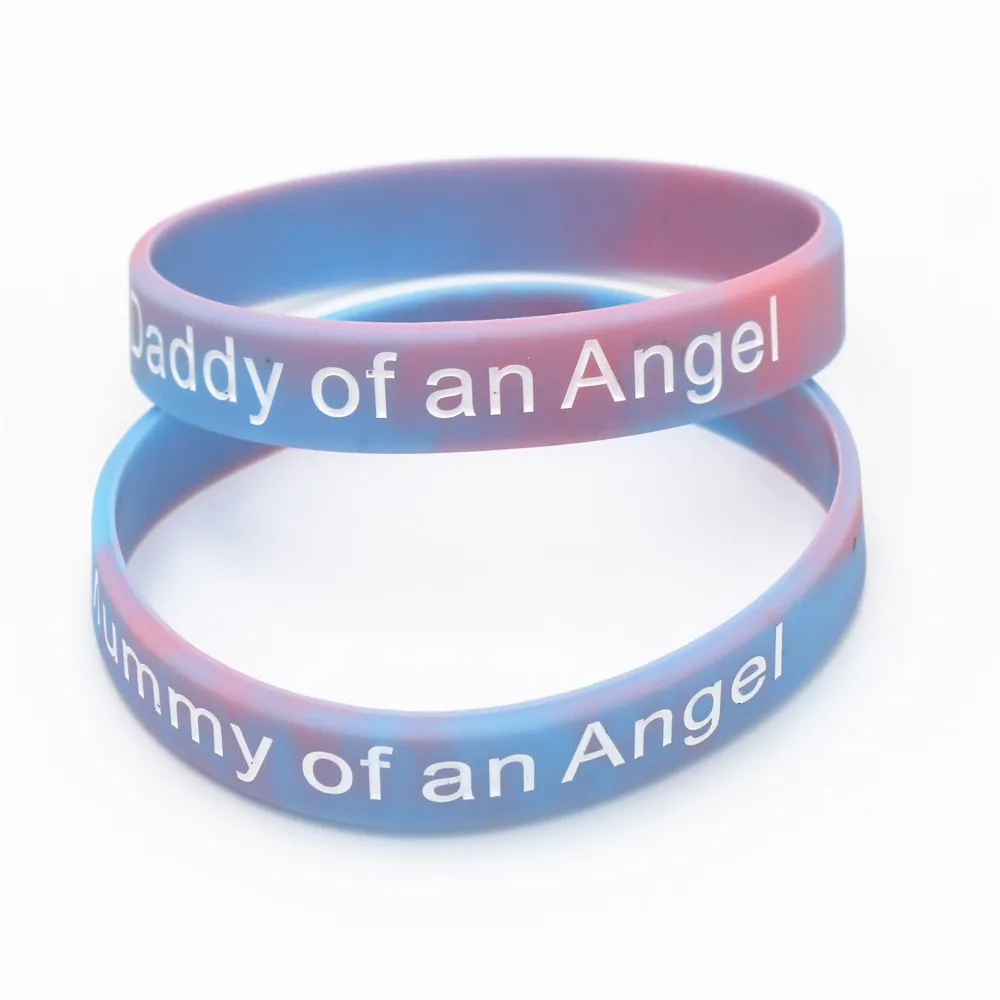 1PC Hot Sale Fashion Mummy and Daddy of An Angel Silicone Wristband Rubber Bracelets &Bangles Family Adults Gift Jewelry SH161