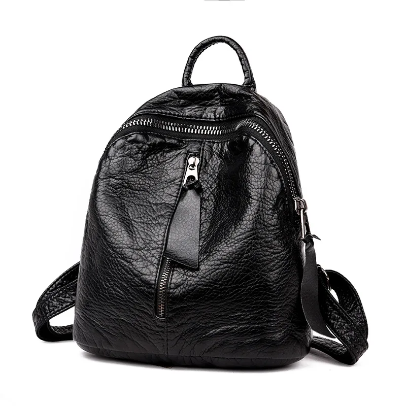 Mini Backpack Female soft PU Leather Backpacks For Teenage Girls Fashion Shoulder Bags Black Mochila Feminina Daypack purse