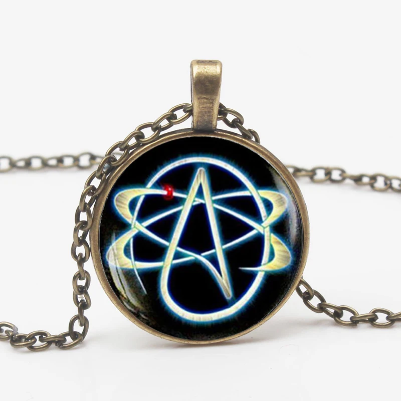 Available In 3 Colors Atheist Symbol Necklace, Atom Pendant, Atheist Jewelry, No Religion Necklace, Men's Necklace Woman Choker