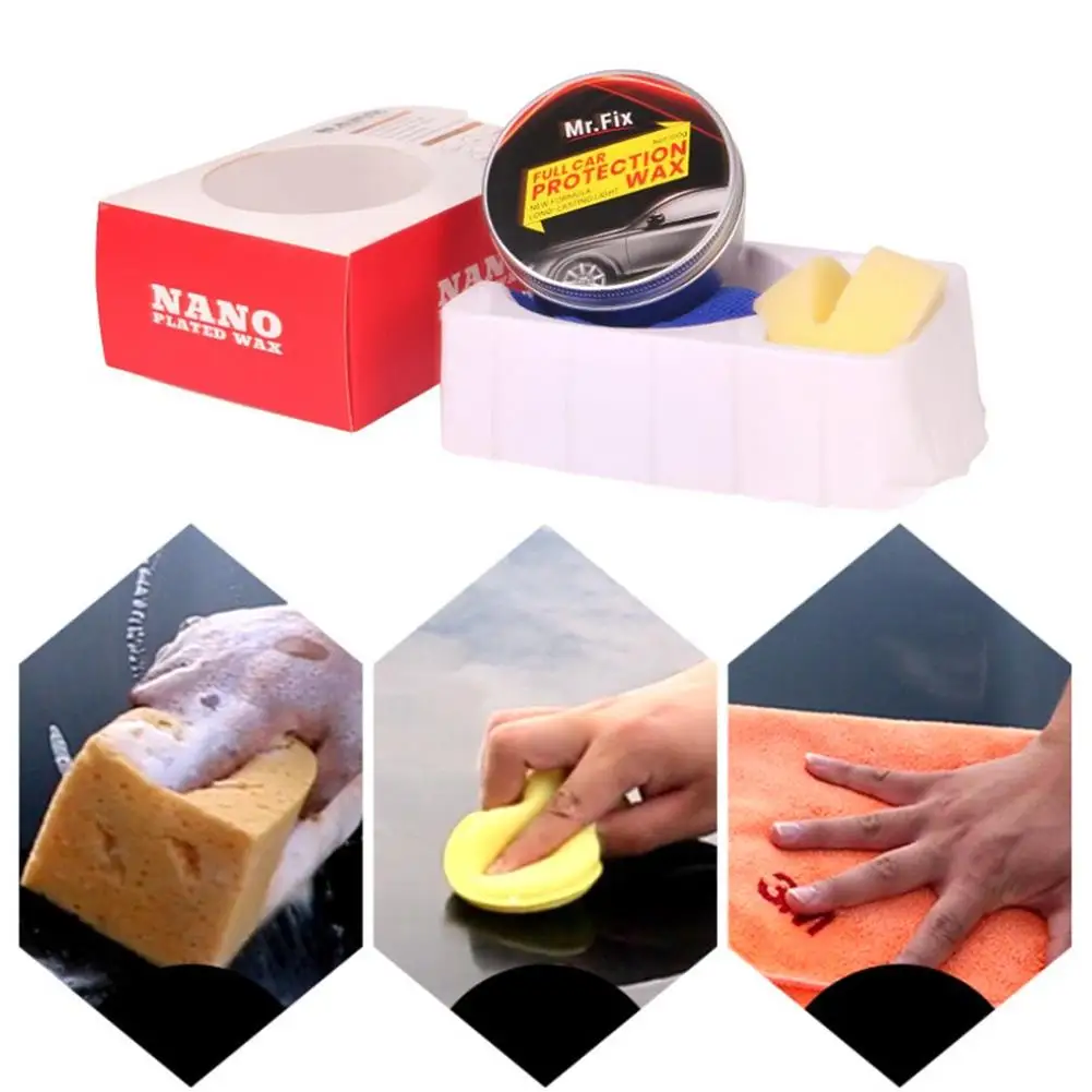 Carnauba Car Wax Crystal Hard Wax Paint Care Scratch Repair Maintenance Wax Paint Surface Coating Free Sponge And Towel