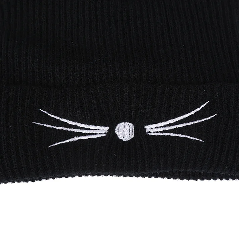 Lovely Cat Ears Women Hat Hat Knitted Acrylic Warm Winter Beanie Caps Crochet Fur 2019 New Lady Girls Female Cute Casual Beanies