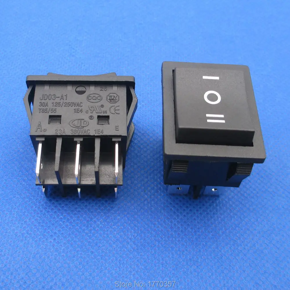 1pcs 6 pin 3 files rocker switch 30A 250VAC ON-OFF-ON   button with light high current high power high temperature resistance