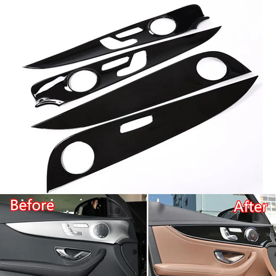 For Mercedes Benz E Class W213 E200l 300l 2016 2017 Car Interior Door Panel Cover Trim Styling Accessories ABS 4Pcs/set