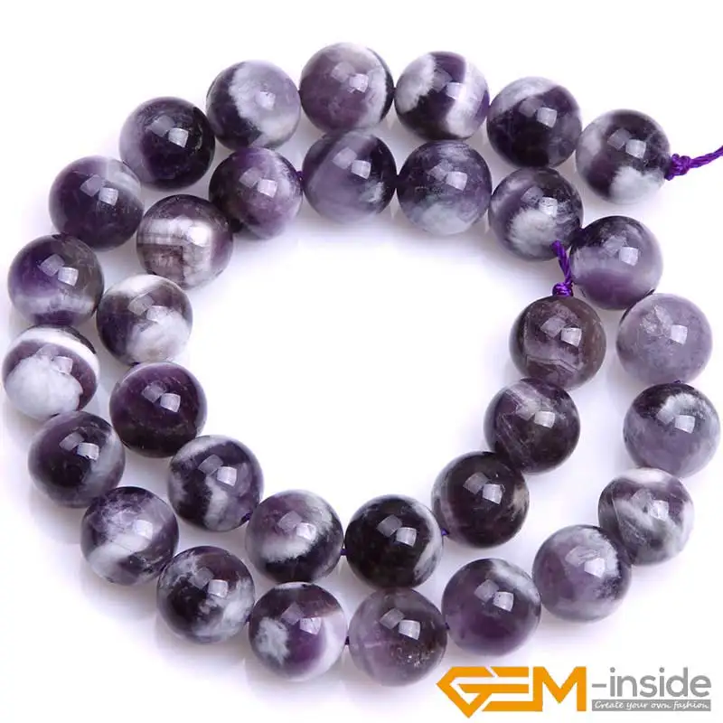 Natural Gem Stone Purple Dream Lace Amethysts Round Stone Loose Beads For Jewelry Making Strand 15 Inches DIY Wholesale