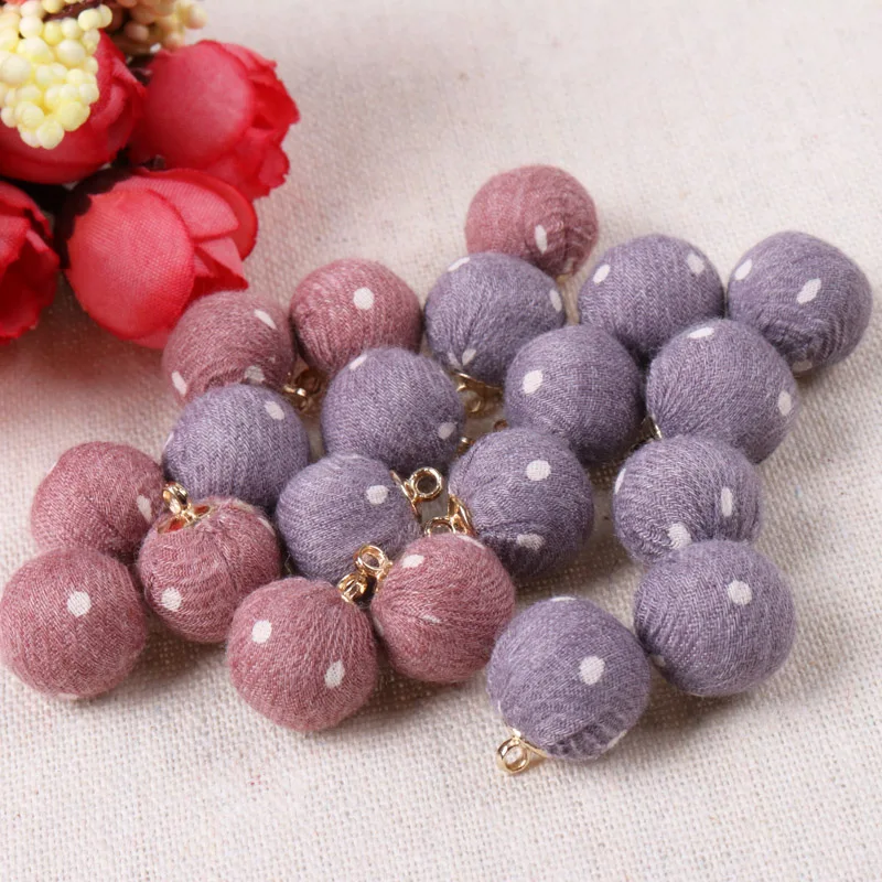 Multicolour Fabric Wool Art Pendant Balls Party Gift Charms Beads Ornament DIY Jewelry Earrings Pendants Handmade 20pcs 15mm