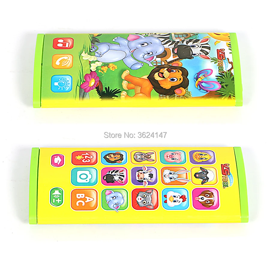 Cartoon English recognizing Animal toy phone elettrico, a doppia faccia 360 a schermo intero 23 diverse funzioni giocattoli di apprendimento intelligenti